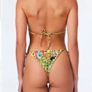 NEW It’s Now Cool Free People square top string bottom bikini‎ in bananas, L